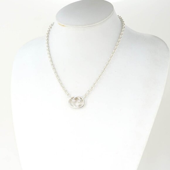 GUCCI G Logos Link Chain Necklace 17" Silver 925 Auth w/Box r11212 - Picture 3 of 7
